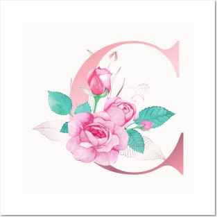 ALPHABET LETTER C IN FLORAL STYLE; PERSONALIZED GIFTS WITH FLOWERS LETTER Posters and Art